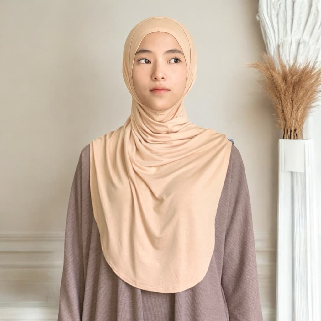 GLEASYM -  Nafa ‘sand’ Daily Hijab Instan Kaos Oval Syar’i Rayon Premium Super Adem